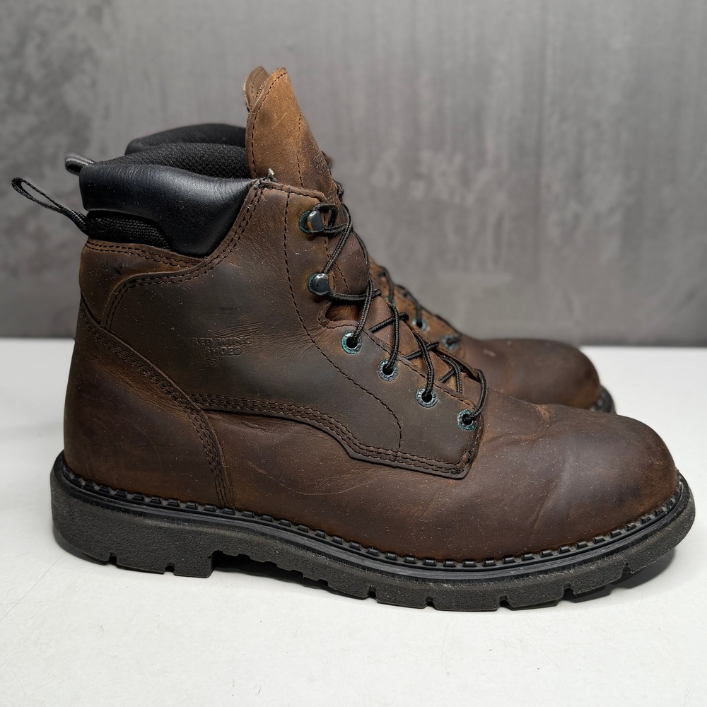 Red Wing Work Boots Mens 13 Brown Leather Waterproof Oil Resistant Made in USA